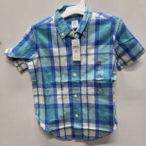 Casepack Of Boys GAP Kids Vibrant Blue and Green Plaid Shirt